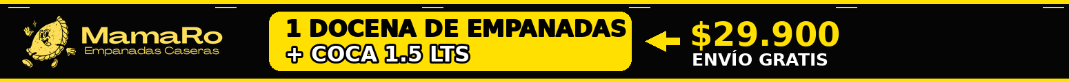 Oferta: 1 docena de empanadas más Coca 1.5 litros por $29.900, envío gratis
